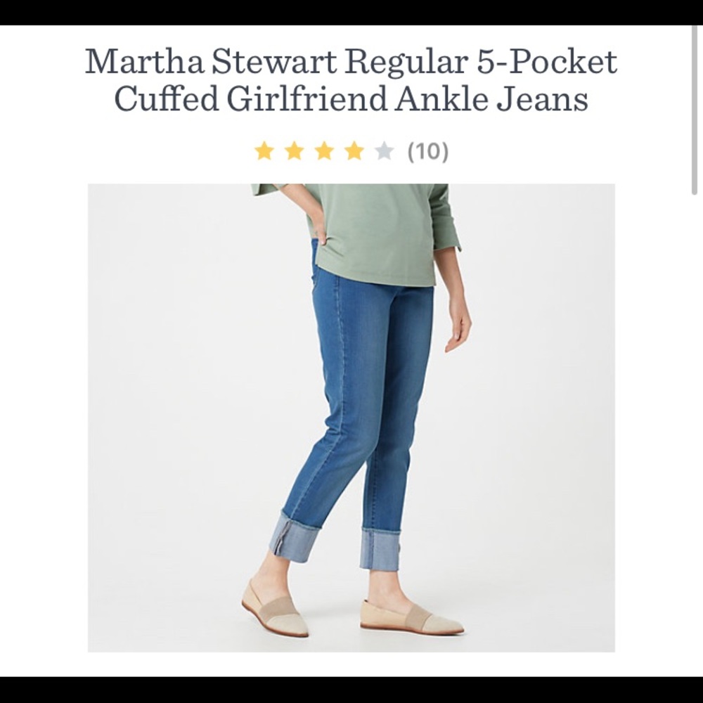 NWOT - Martha Stewart Cuffed Girlfriend Ankle Jeans - 18W - Medium Wash (A00)